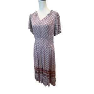 KNOX ROSE MAXI BOHO FLORAL RUFFLED  LAVENDER DRESS WOMENS SIZE MEDIUM